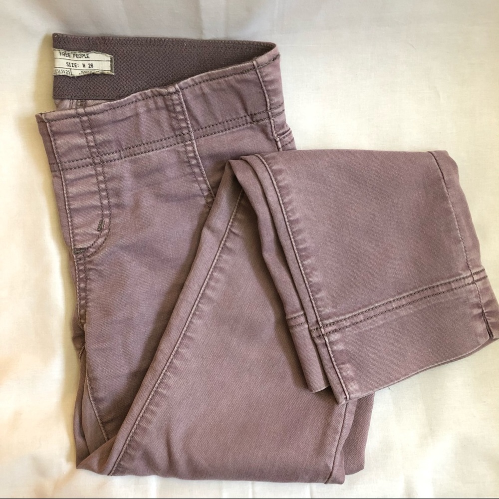 Mauve Free People Straight Crop Jeggings